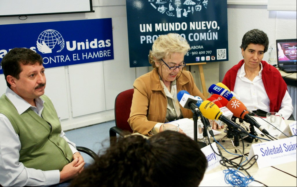 Óscar Bazoberry, Soledad Suárez y Covadonga Orejas-Rueda de Prensa-#MundoNuevoManosUnidas-Foto Javier Mármol/Manos Unidas