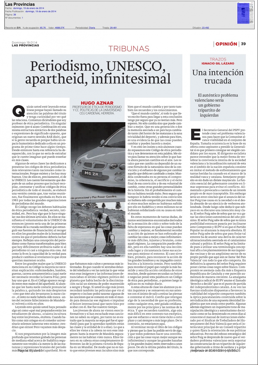 PremioManosUnidas de Prensa. Ganador:Hugo Aznar. 