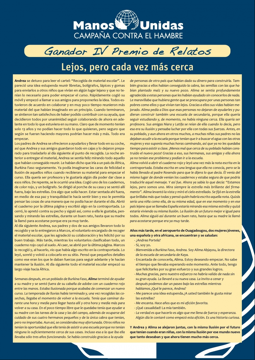 Relato ganador del PremiomanosUnidas de relatos m