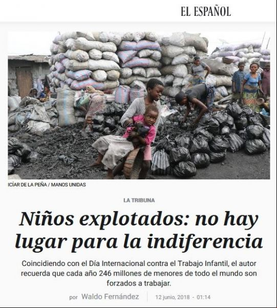 Trabajo infantil - El Español - Tribuna Waldo Fernández, Manos Unidas