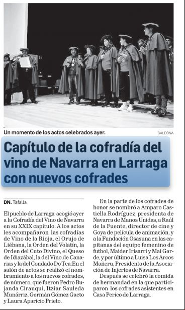 Manos Unidas nuevo Cofrade de Honor en Larraga 