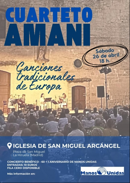 Cartel del concierto en La Hiruela (Madrid) a beneficio de Manos Unidas