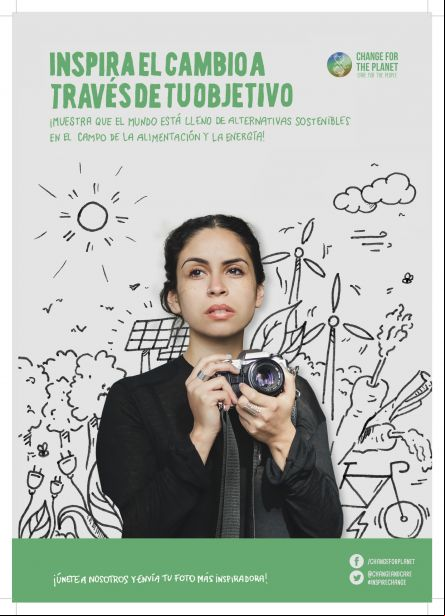 Cartel del concurso "Inspira el cambio a través de tu objetivo #INspireChange"