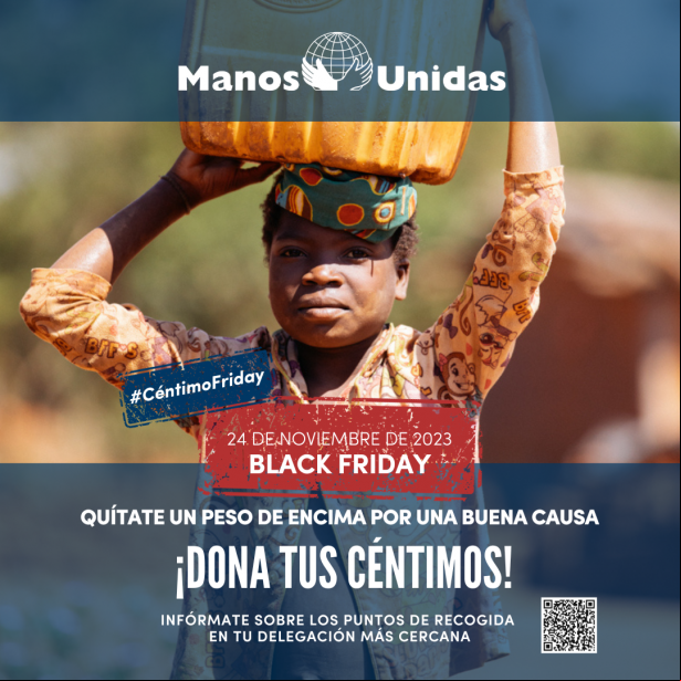  Manos Unidas vuelve a transformar el Black Friday en un acto solidario. Cartel del Céntimo Solidario 2023. 