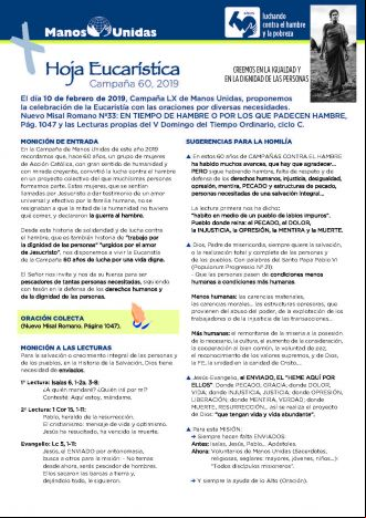 Hoja Eucarística Jornada Nacional de 2019
