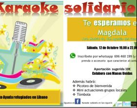 Cartel del karaoque en San Agustin de Guadalix a benefico de Manos Unidas
