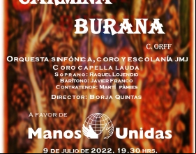 Cartel del V concierto Voces Unidas de la orquesta de la JMJ a favor de Manos Unidas