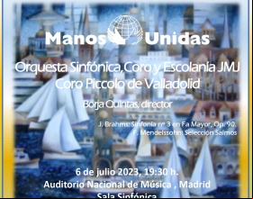 Cartel del VI concierto Voces Unidas de la orquesta de la JMJ a favor de Manos Unidas