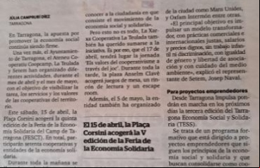Presentación Feria Economía Social y Fiesta Comercio Justo en Tarragona