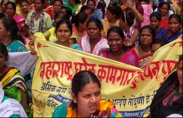 En la imagen, manifestación que reunió en Delhi a distintos sindicatos de empleadas de hogar a nivel nacional.