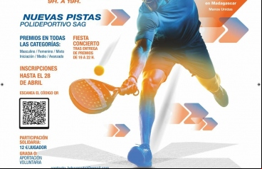 Cartel del Torneo de Pádel en San Agustín de Guadalix a beneficio de Manos Unidas Madrid