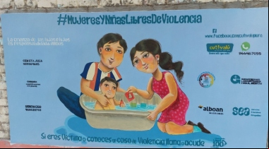 Cartel contra la trata en Perú. Foto: Manos Unidas